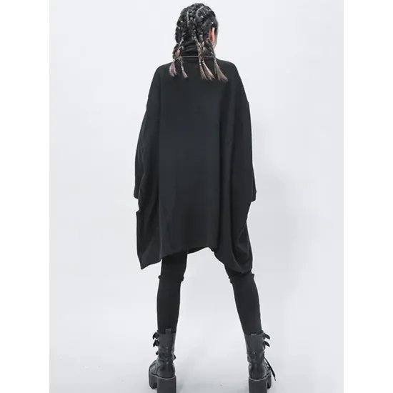Black Cropped Turtleneck Sweater Dress Black Cropped Turtleneck Sweater Dress