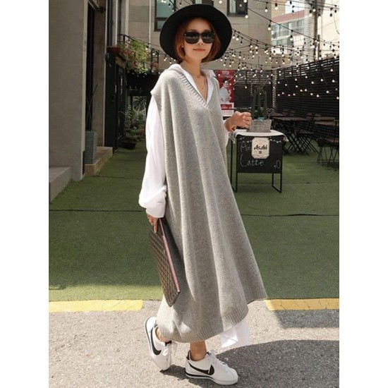 Loose V-neck Woolen Waistcoat Loose V-neck Woolen Waistcoat