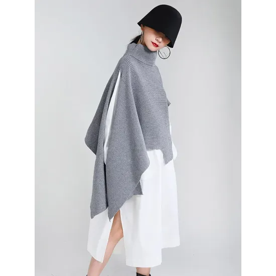 Original Solid High-Neck Irregularity Sweater Original Solid High-Neck Irregularity Sweater