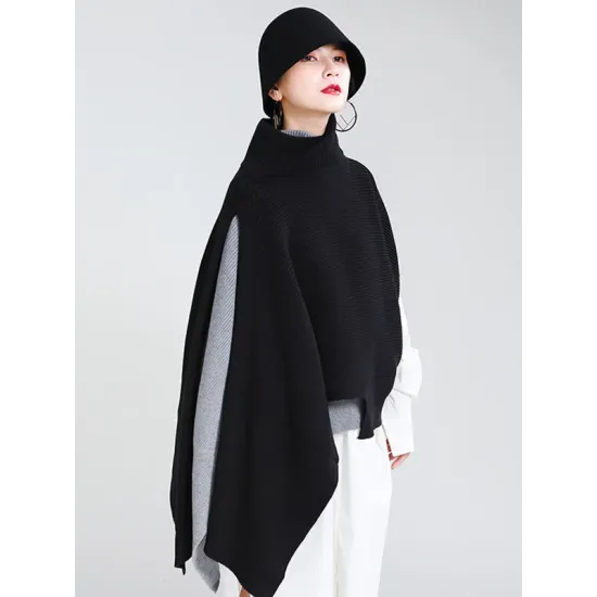 Original Solid High-Neck Irregularity Sweater Original Solid High-Neck Irregularity Sweater