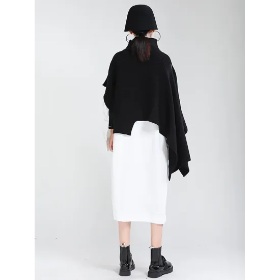 Original Solid High-Neck Irregularity Sweater Original Solid High-Neck Irregularity Sweater