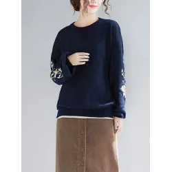 Original Embroidere Round-Neck Knitting Sweater