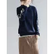 Original Embroidere Round-Neck Knitting Sweater