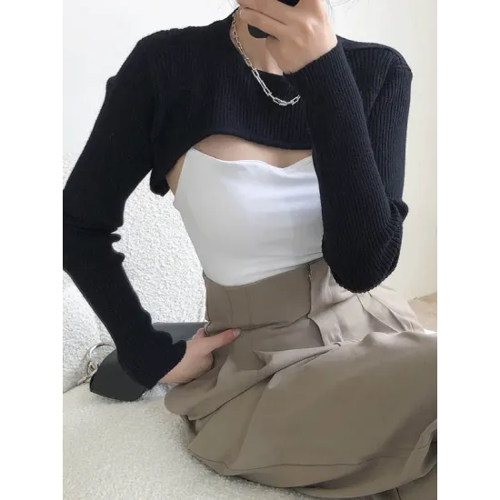 Original Solid Knitwear Short Tops Original Solid Knitwear Short Tops