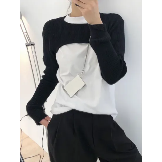 Original Solid Knitwear Short Tops Original Solid Knitwear Short Tops