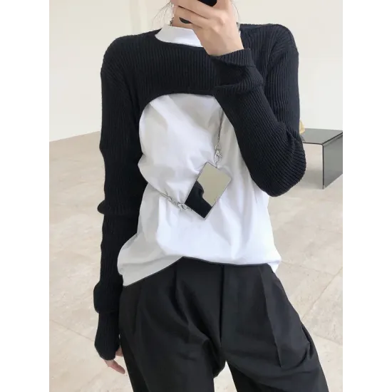 Original Solid Knitwear Short Tops Original Solid Knitwear Short Tops