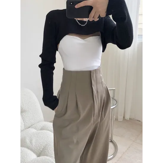 Original Solid Knitwear Short Tops Original Solid Knitwear Short Tops