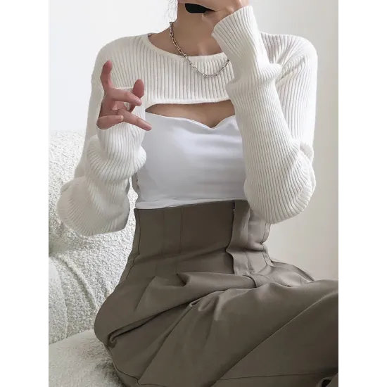 Original Solid Knitwear Short Tops Original Solid Knitwear Short Tops