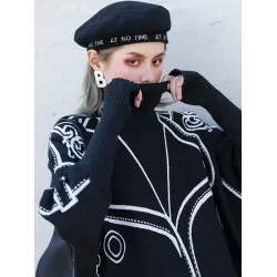 Original Print Irregularity Knitting Sweater