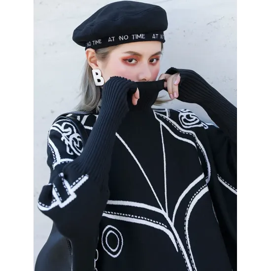 Original Print Irregularity Knitting Sweater