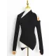 Casual Cropped One-Shoulder Kniting Sweater Casual Cropped One-Shoulder Kniting Sweater