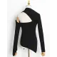 Casual Cropped One-Shoulder Kniting Sweater Casual Cropped One-Shoulder Kniting Sweater