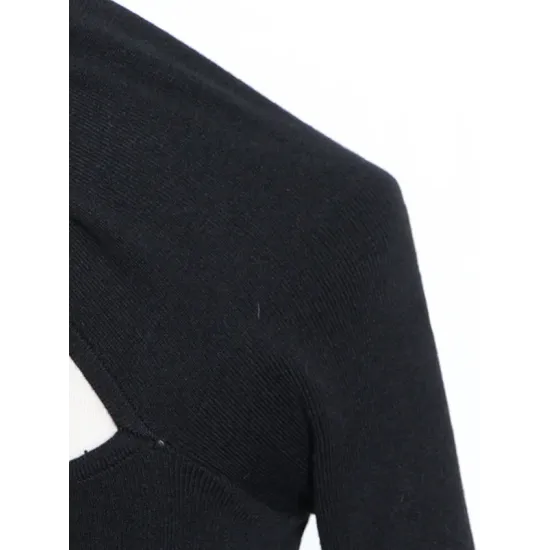 Casual Cropped One-Shoulder Kniting Sweater Casual Cropped One-Shoulder Kniting Sweater