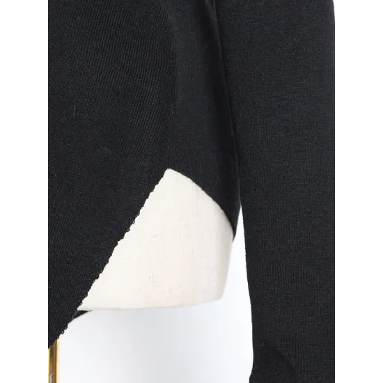 Casual Cropped One-Shoulder Kniting Sweater Casual Cropped One-Shoulder Kniting Sweater