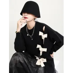 Stylish Bowknot Round-Neck Knitting Sweater