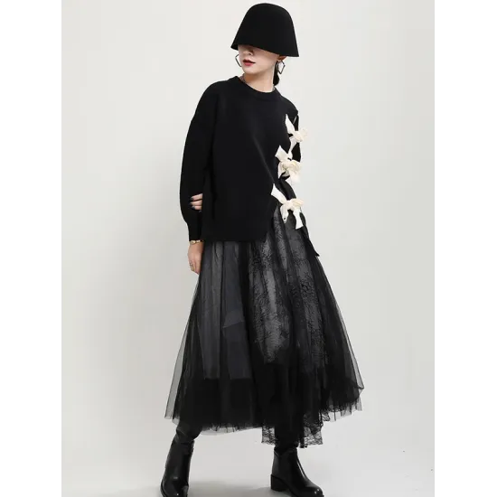Stylish Bowknot Round-Neck Knitting Sweater Stylish Bowknot Round-Neck Knitting Sweater