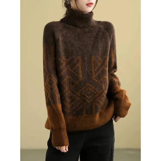 Original Print High-Neck Knitting Sweater Original Print High-Neck Knitting Sweater