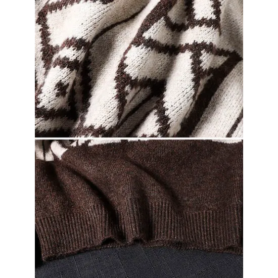 Original Print High-Neck Knitting Sweater Original Print High-Neck Knitting Sweater