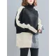 Stylish Split-Joint High-Neck Knitting Sweater