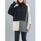 Stylish Split-Joint High-Neck Knitting Sweater