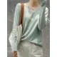 Simple Solid Color V-Neck Long Sleeve Knitwear Tops Simple Solid Color V-Neck Long Sleeve Knitwear Tops