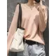 Simple Solid Color V-Neck Long Sleeve Knitwear Tops Simple Solid Color V-Neck Long Sleeve Knitwear Tops