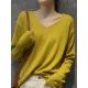 Simple Solid Color V-Neck Long Sleeve Knitwear Tops Simple Solid Color V-Neck Long Sleeve Knitwear Tops