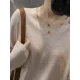 Simple Solid Color V-Neck Long Sleeve Knitwear Tops Simple Solid Color V-Neck Long Sleeve Knitwear Tops