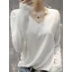 Simple Solid Color V-Neck Long Sleeve Knitwear Tops Simple Solid Color V-Neck Long Sleeve Knitwear Tops