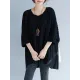 Vintage Loose Solid Color Round-Neck Batwing Half Sleeves Knitting Sweater Vintage Loose Solid Color Round-Neck Batwing Half Sleeves Knitting Sweater