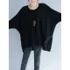 Vintage Loose Solid Color Round-Neck Batwing Half Sleeves Knitting Sweater Vintage Loose Solid Color Round-Neck Batwing Half Sleeves Knitting Sweater