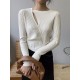 Fashion Asymmetric Solid Color Round-Neck Sweater Top Fashion Asymmetric Solid Color Round-Neck Sweater Top