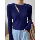 Fashion Asymmetric Solid Color Round-Neck Sweater Top Fashion Asymmetric Solid Color Round-Neck Sweater Top