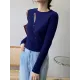 Fashion Asymmetric Solid Color Round-Neck Sweater Top Fashion Asymmetric Solid Color Round-Neck Sweater Top