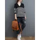 Artistic Retro Casual Loose Striped V-Neck Long Sleeves Knitted Sweater Artistic Retro Casual Loose Striped V-Neck Long Sleeves Knitted Sweater