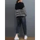 Artistic Retro Casual Loose Striped V-Neck Long Sleeves Knitted Sweater Artistic Retro Casual Loose Striped V-Neck Long Sleeves Knitted Sweater