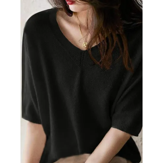 Urban Solid Color V-Neck Knitting Pullover Urban Solid Color V-Neck Knitting Pullover