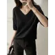 Urban Solid Color V-Neck Knitting Pullover Urban Solid Color V-Neck Knitting Pullover