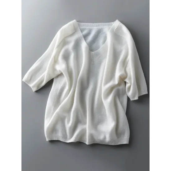Urban Solid Color V-Neck Knitting Pullover Urban Solid Color V-Neck Knitting Pullover