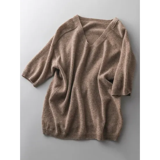 Urban Solid Color V-Neck Knitting Pullover Urban Solid Color V-Neck Knitting Pullover