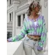 Vintage Loose Buttoned Contrast Color Cardigan Top Vintage Loose Buttoned Contrast Color Cardigan Top