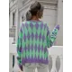 Vintage Loose Buttoned Contrast Color Cardigan Top Vintage Loose Buttoned Contrast Color Cardigan Top