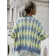 Vintage Loose Buttoned Contrast Color Cardigan Top Vintage Loose Buttoned Contrast Color Cardigan Top