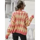 Vintage Loose Buttoned Contrast Color Cardigan Top Vintage Loose Buttoned Contrast Color Cardigan Top