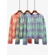 Vintage Loose Buttoned Contrast Color Cardigan Top Vintage Loose Buttoned Contrast Color Cardigan Top