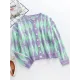 Vintage Loose Buttoned Contrast Color Cardigan Top Vintage Loose Buttoned Contrast Color Cardigan Top