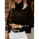 Casual Loose Solid Color High-Neck Long Sleeves Knitwear Casual Loose Solid Color High-Neck Long Sleeves Knitwear