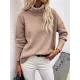 Casual Loose Solid Color High-Neck Long Sleeves Knitwear Casual Loose Solid Color High-Neck Long Sleeves Knitwear