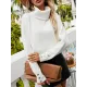 Casual Loose Solid Color High-Neck Long Sleeves Knitwear Casual Loose Solid Color High-Neck Long Sleeves Knitwear