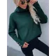 Casual Loose Solid Color High-Neck Long Sleeves Knitwear Casual Loose Solid Color High-Neck Long Sleeves Knitwear